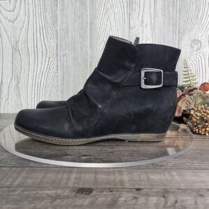Dansko Maria Black‎ Leather Wedge Ankle Booties Women's EU 40 (US 9.5-10)